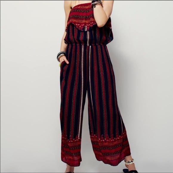 Free People Pants - Free People Simone Flounce Boho Strapless Jumpsuit
